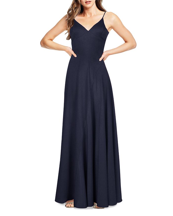 Aidan Mattox Aidan By  Washed Charmeuse Maxi Dress - 100% Exclusive In Navy