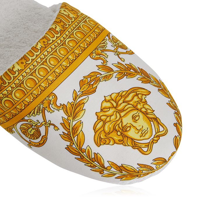 Shop Versace I Heart Baroque Bath Slippers In White