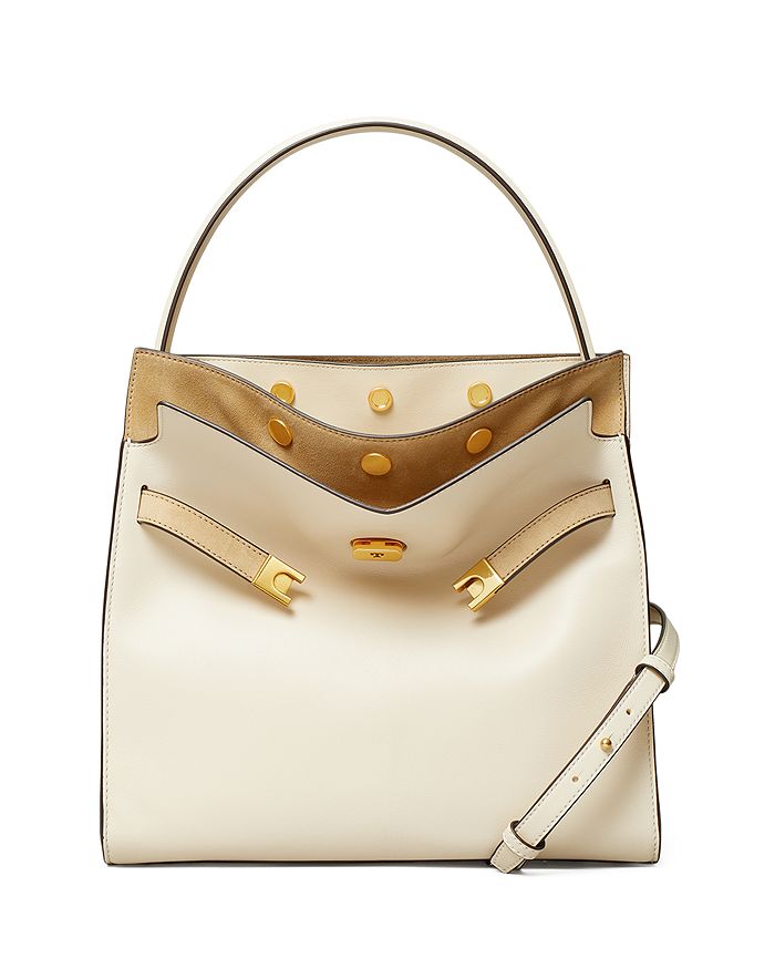 Tory Burch Lee Radziwill Double Bag Satchel In New Cream/gold