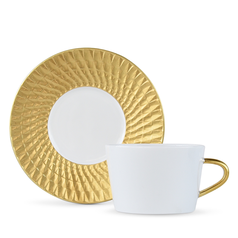 Bernardaud Twist Gold Tea Saucer - Exclusive In White/gold