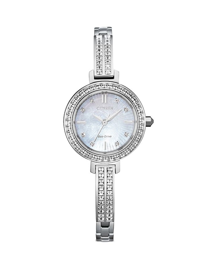 Shop Citizen Eco Drive Silhouette Crystal Watch, 25mm In White