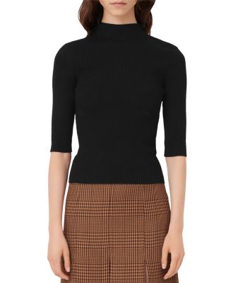 Maje - Manu Rib Knit Mock Neck Sweater