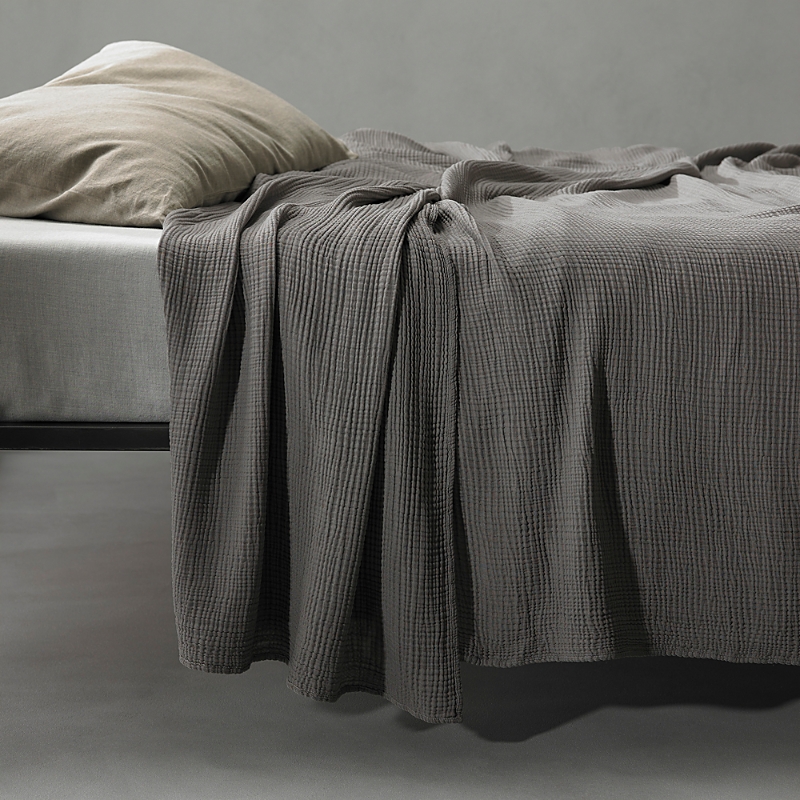 Society Limonta Free New Cotton Bedspread, King/queen In Fumo