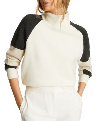 REISS Roma Colorblock selling Turtleneck Sweater White Small