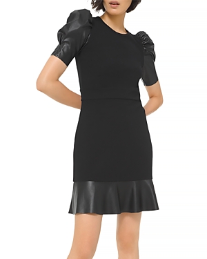 Michael Michael Kors Mixed Media Mini Dress In Black