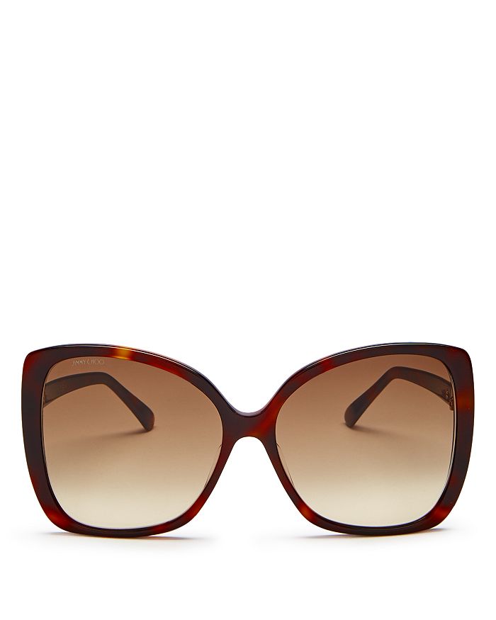 Jimmy Choo Women's Becky Oversized Square Sunglasses, 60mm In Dark Havana/brown Gradient