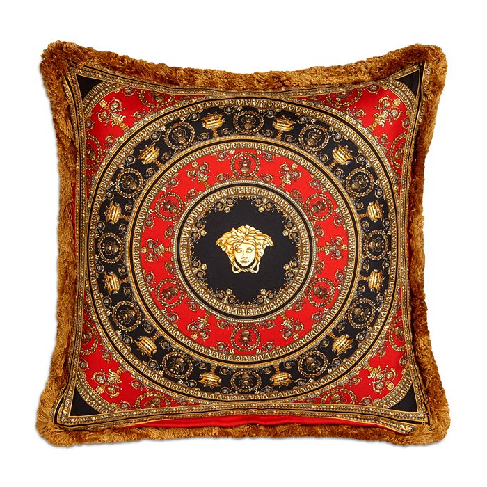 Shop Versace I Heart Baroque Decorative Pillow, 18 X 18 In Gold/red