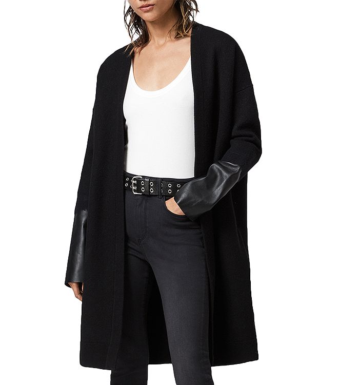 ALLSAINTS Essy Leather Trim Cardigan Bloomingdale s