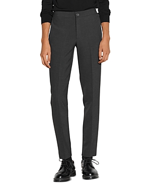 Shop Sandro Jersey Pants In Charcoal Gray