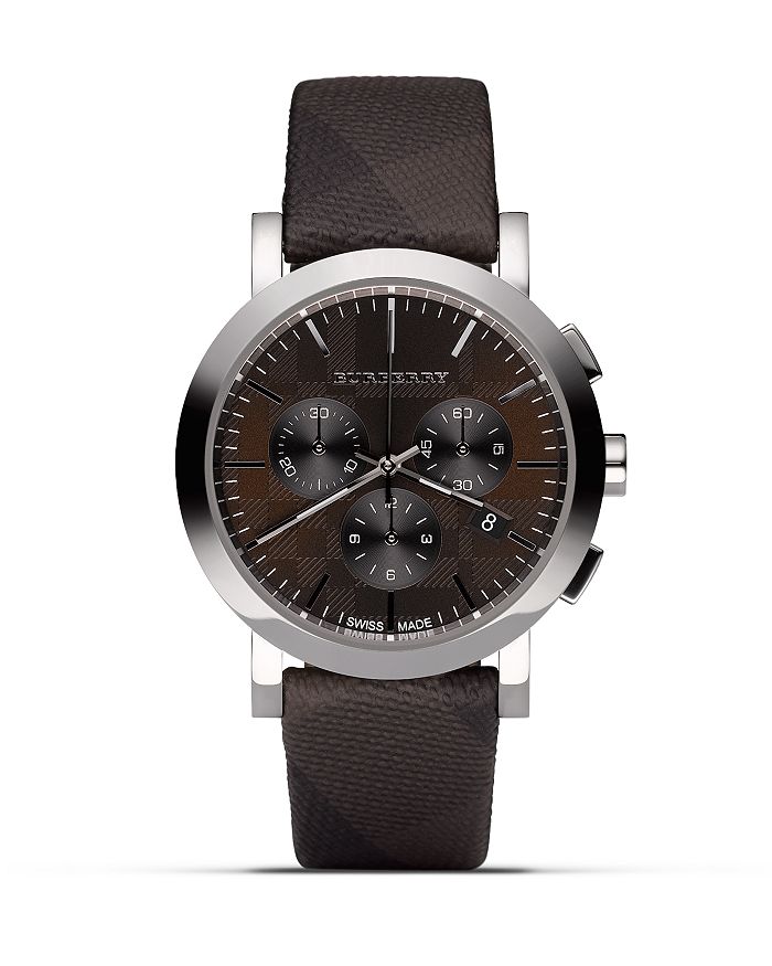 Burberry Chocolate Brown Watch with Smoke Check Strap, 40mm ...
