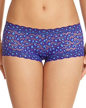 Hanky Panky Cross-dyed Leopard Lace Boyshorts In Night Sky