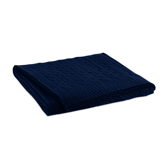 Ralph Lauren Cable Cashmere Throw Blanket In Polo Navy Blue