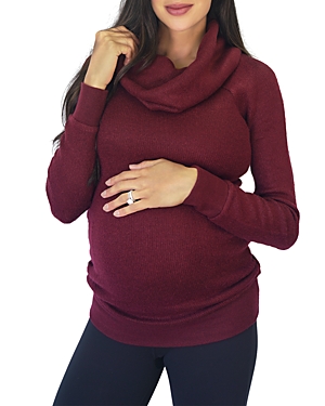 Ingrid & Isabel Maternity Cowl Neck Sweater In Tawny Port