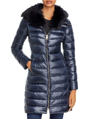 Herno Elisa Faux Fur Collar Puffer Coat In Cosmo Blue | ModeSens