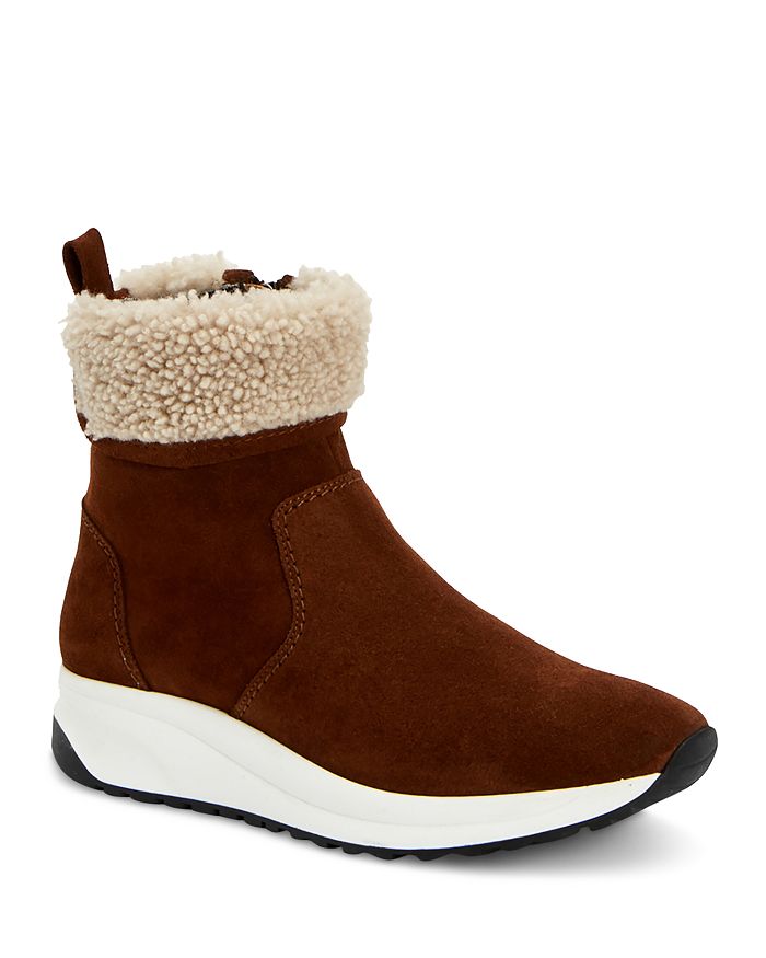 Aquatalia Women's Bev Shearling Cuff Waterproof Suede Sneaker Boots