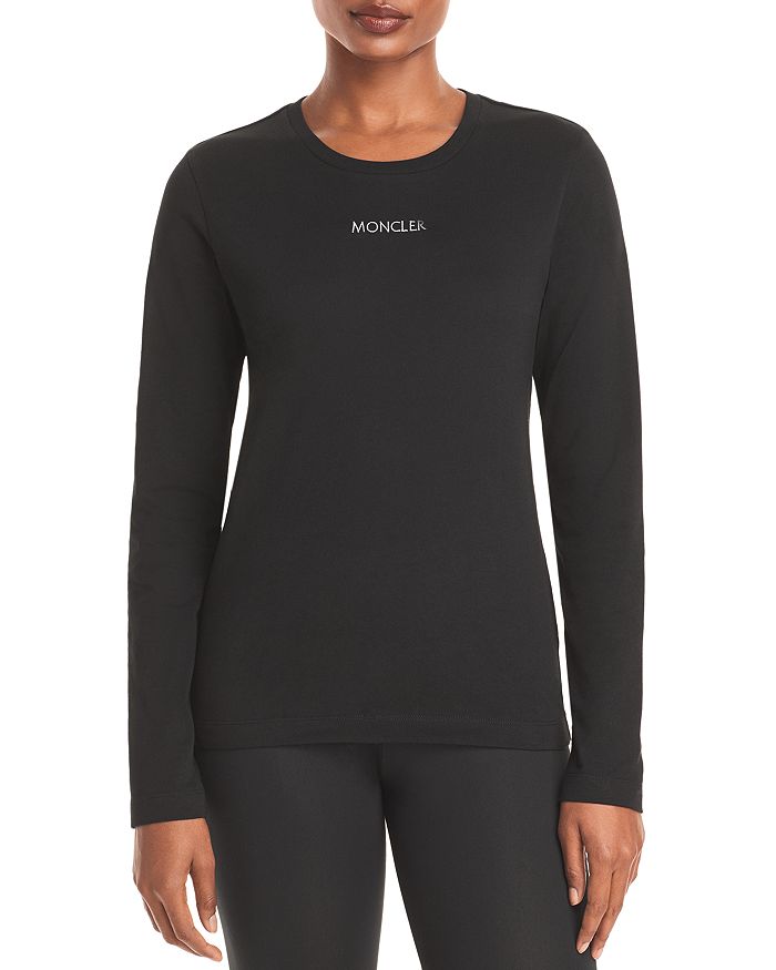 Moncler Cotton Long Sleeve Tee In Black