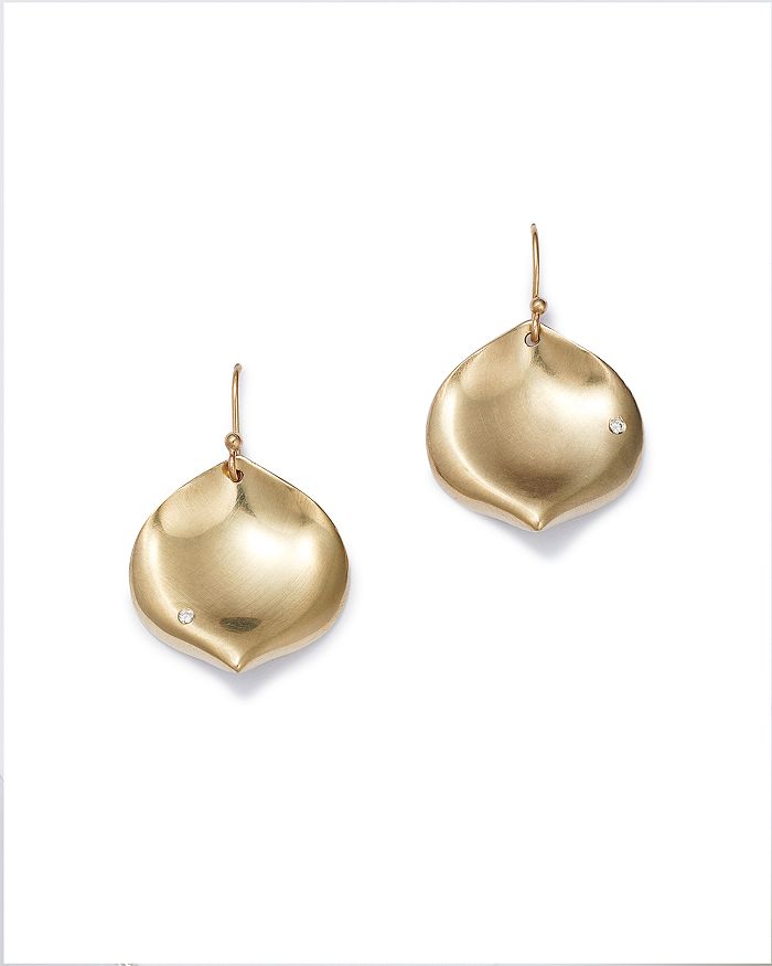 Annette Ferdinandsen Design 14k Yellow Gold Diamond Rose Petal Drop Earrings