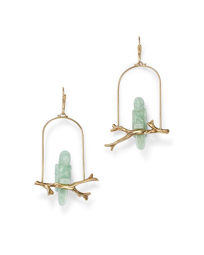 Annette Ferdinandsen Design 14k Yellow Gold Amazonite Parrot Drop Earrings In Green