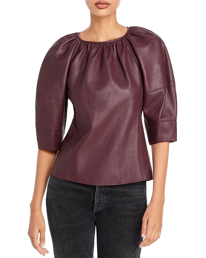 Rebecca Taylor Vegan Leather Blouse Bloomingdale s