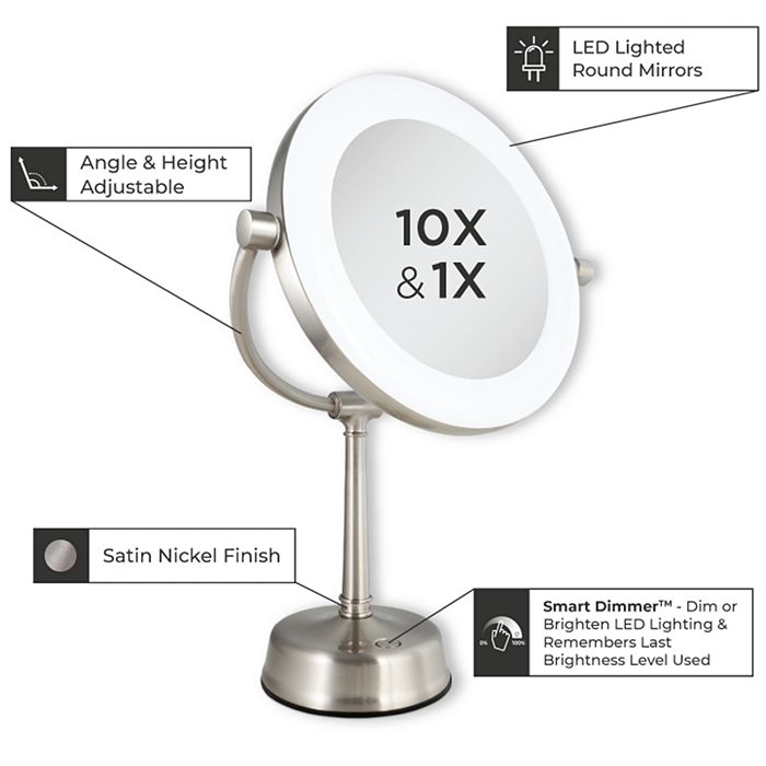 Zadro Lexington LED Light Makeup Mirror with Magnification & Touch-Pad