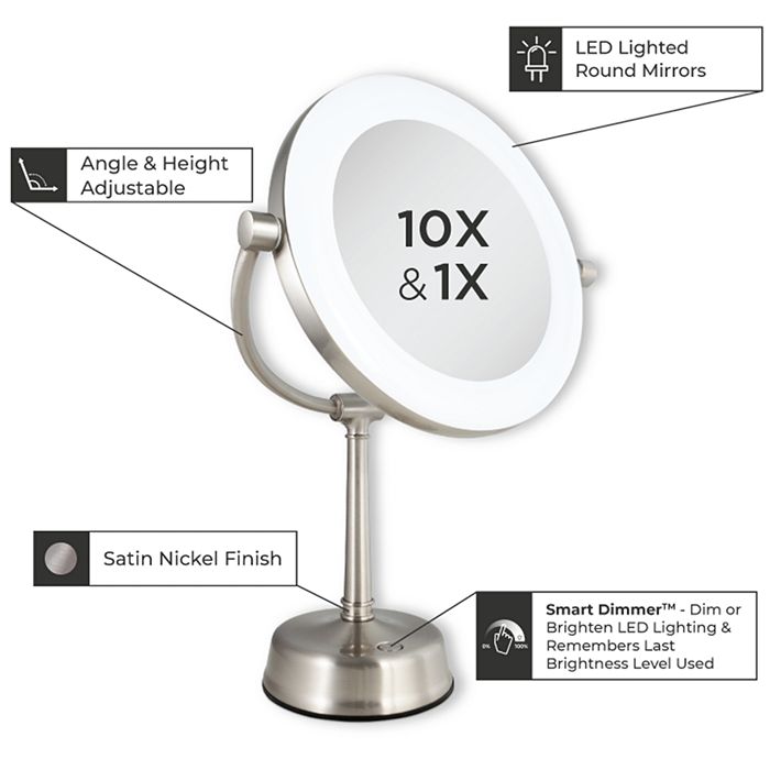 Shop Zadro Lexington Customizable Sunlight Led Lighted Vanity Mirror, 10x/1x Magnification In Silver