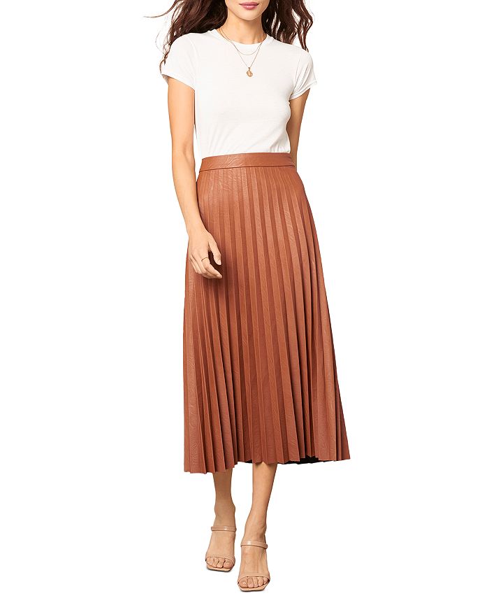 CUPCAKES AND CASHMERE CUPCAKES AND CASHMERE TRINITY PLEATED VEGAN LEATHER MIDI SKIRT,CK409528