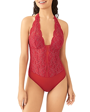 B.tempt'd By Wacoal Ciao Bella Lace Bodysuit In Chili Pepper