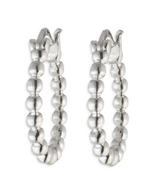 Bead Hoop Earrings in Sterling Silver