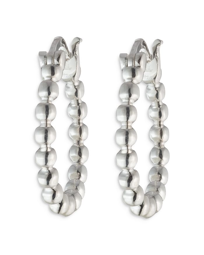 Laurèn Bead Hoop Earrings In Sterling Silver