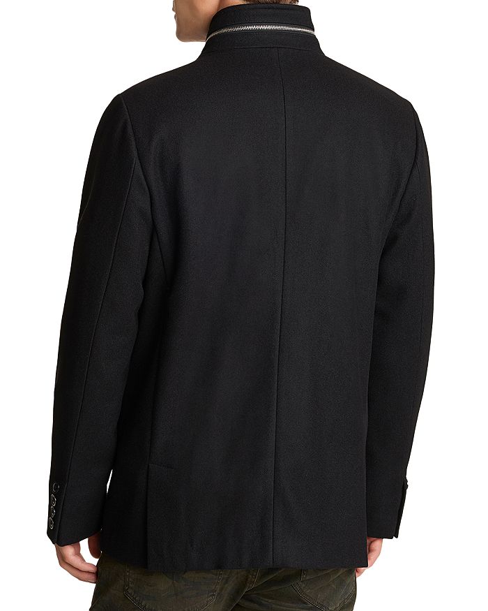 Shop Karl Lagerfeld Faux Shearling Bib Coat In Black