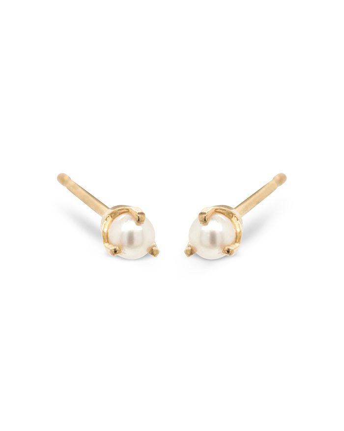 Shop Zoë Chicco 14k Yellow Gold White Pearls Cultured Freshwater Pearl Stud Earrings