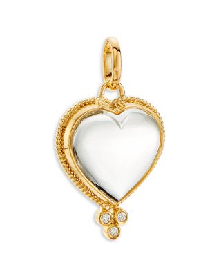 Temple St. Clair - 18K Yellow Gold Classic Rock Crystal & Diamond Medium Heart Pendant