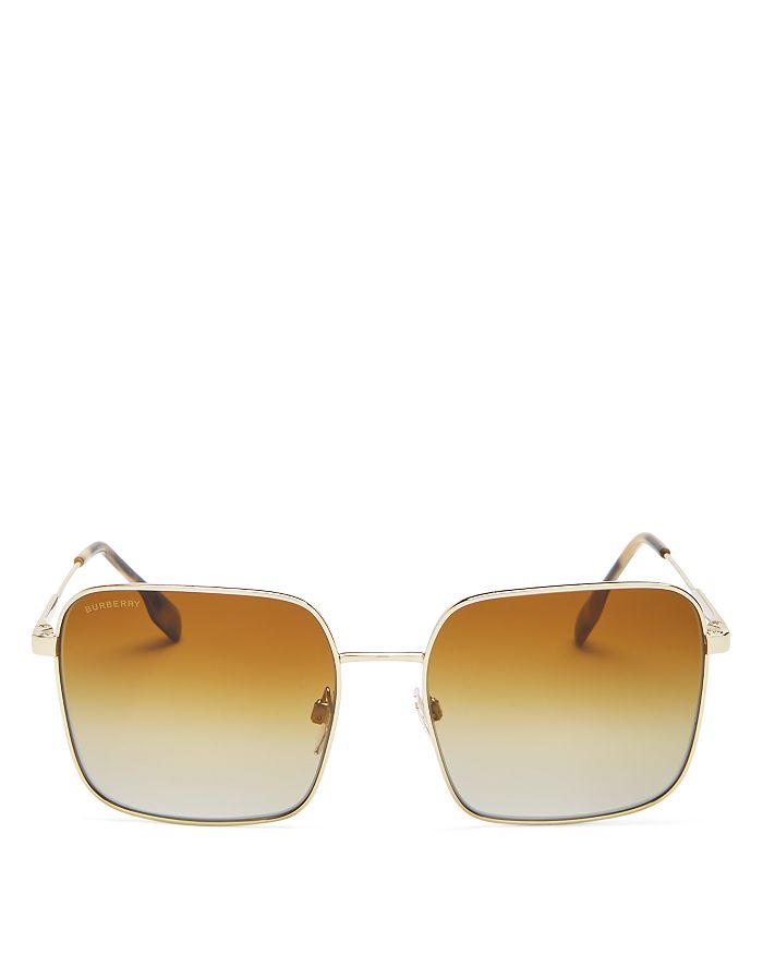 Burberry Women's Polarized Square Sunglasses, 58mm In Light Gold / Polar Brown Gradient