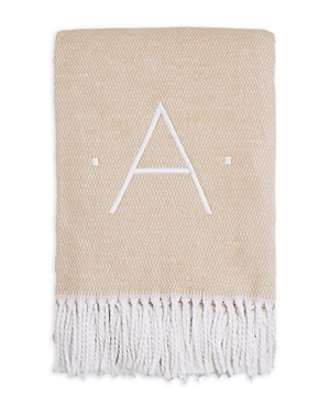 Matouk Monogrammed Pezzo Throw In Champagne A