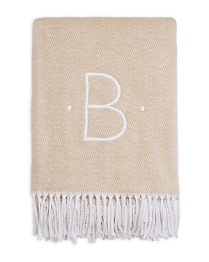 Matouk Monogrammed Pezzo Throw In Champagne B