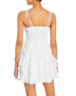 knee length dresses for ladies Charo Ruiz Ibiza Bail Blue Sealace Strapless Embroidered Mini Dress main image 0