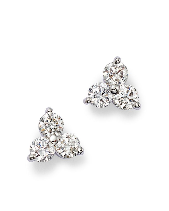 Shop Roberto Coin 18k White Gold Diamond Cluster Stud Earrings