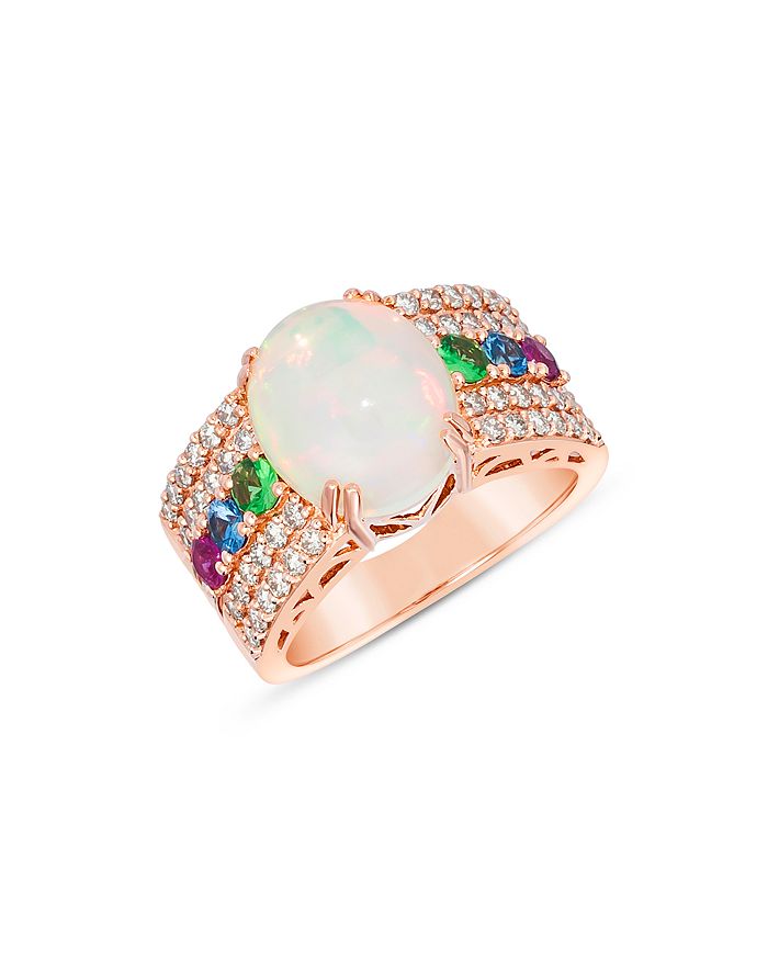 Bloomingdale's Multi Gemstone & Champagne Diamond Wide Statement Ring
