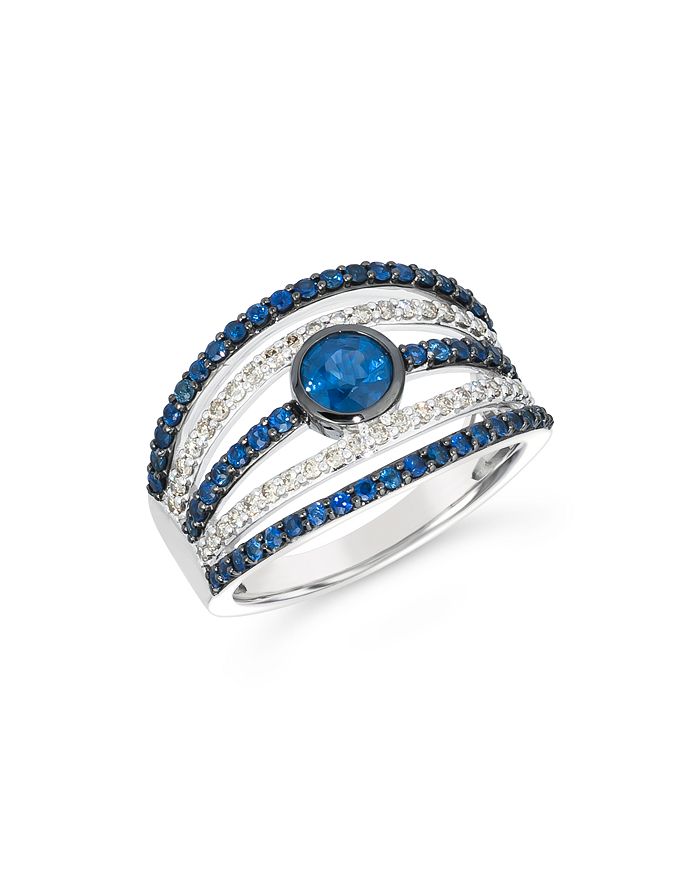 Bloomingdale's - Sapphire & Diamond Multi Row Ring in 14K White Gold - 100% Exclusive