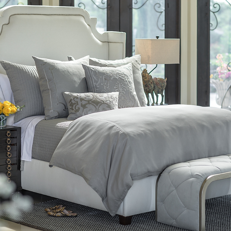 Lili Alessandra Bloom Duvet Cover, Queen In Light Gray