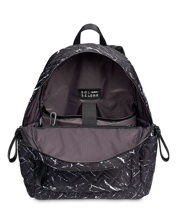 Sol & Selene Mini Motivator Quilted Nylon Backpack In Black Marble