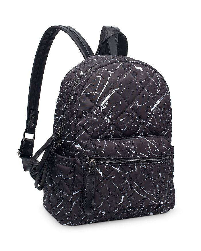 Sol & Selene Mini Motivator Quilted Nylon Backpack In Black Marble