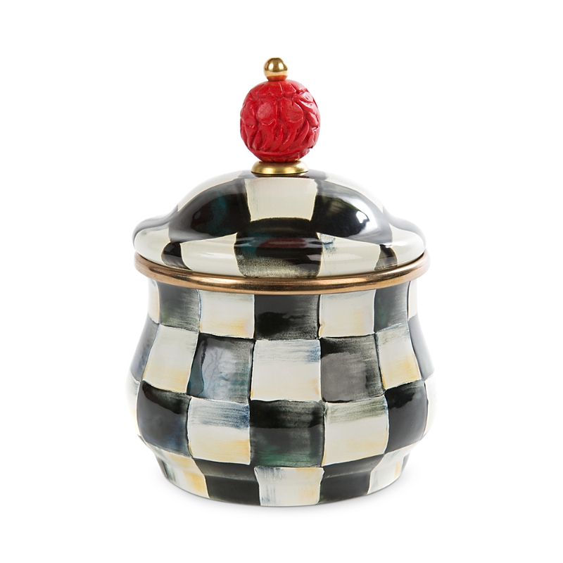 Mackenzie-childs Mackenzie Childs Courtly Check Lidded Sugar Bowl In Neutral