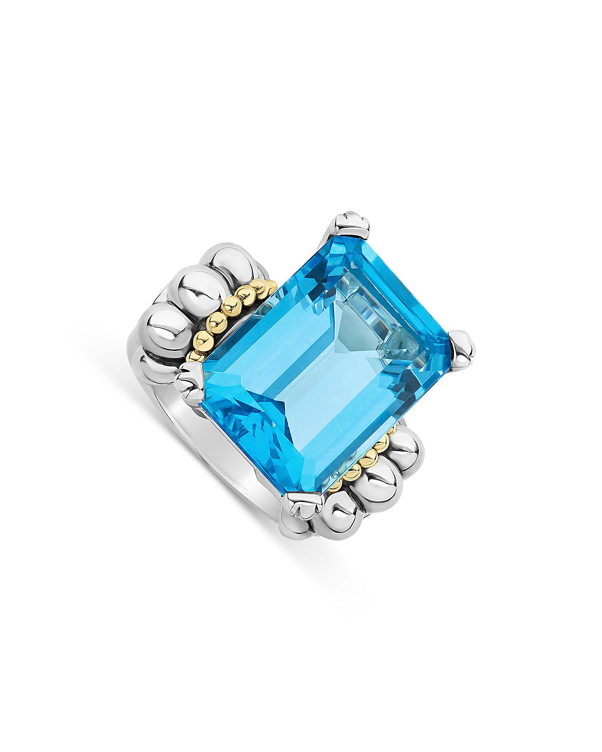Lagos Sterling Silver & 18K Yellow Gold Glacier Blue Topaz Ring