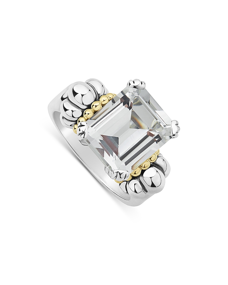 Lagos Glacier 18x13mm Gemstone Two-tone Ring In White