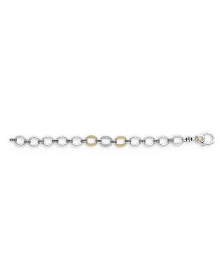 Sterling Silver & 18K Yellow Gold Caviar Lux Diamond Chain Bracelet