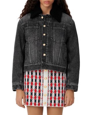 avec les filles faux fur trim denim parka