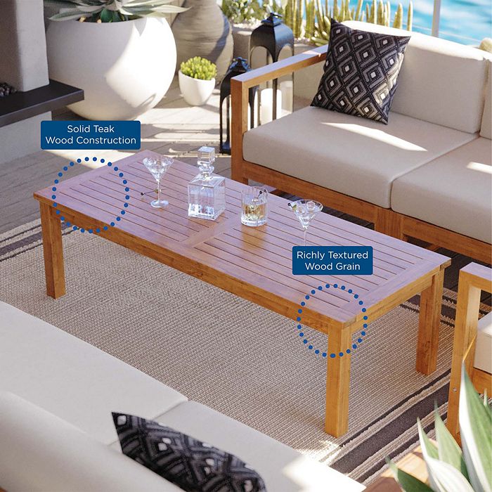 Shop Modway Upland Outdoor Patio Teak Wood Coffee Table In Natural