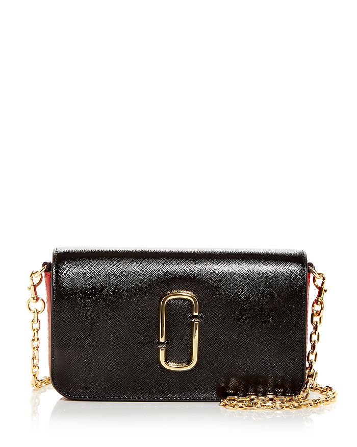 Marc Jacobs Snapshot Leather Chain Wallet In Black And Red | ModeSens