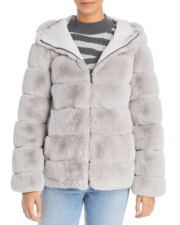 Via Spiga Reversible Hooded Faux Fur Jacket | Bloomingdale's
